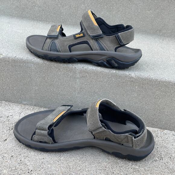Teva Katavi Sandals Men 9 Grey Suede Outdoor Hiking Travel Adventure Comfort New - Picture 2 of 8